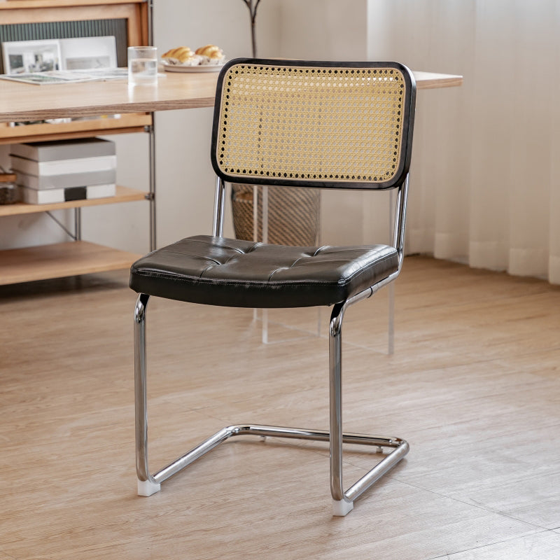 Silla lateral tapizada silla de brazo trasero de estilo moderno con base cromada