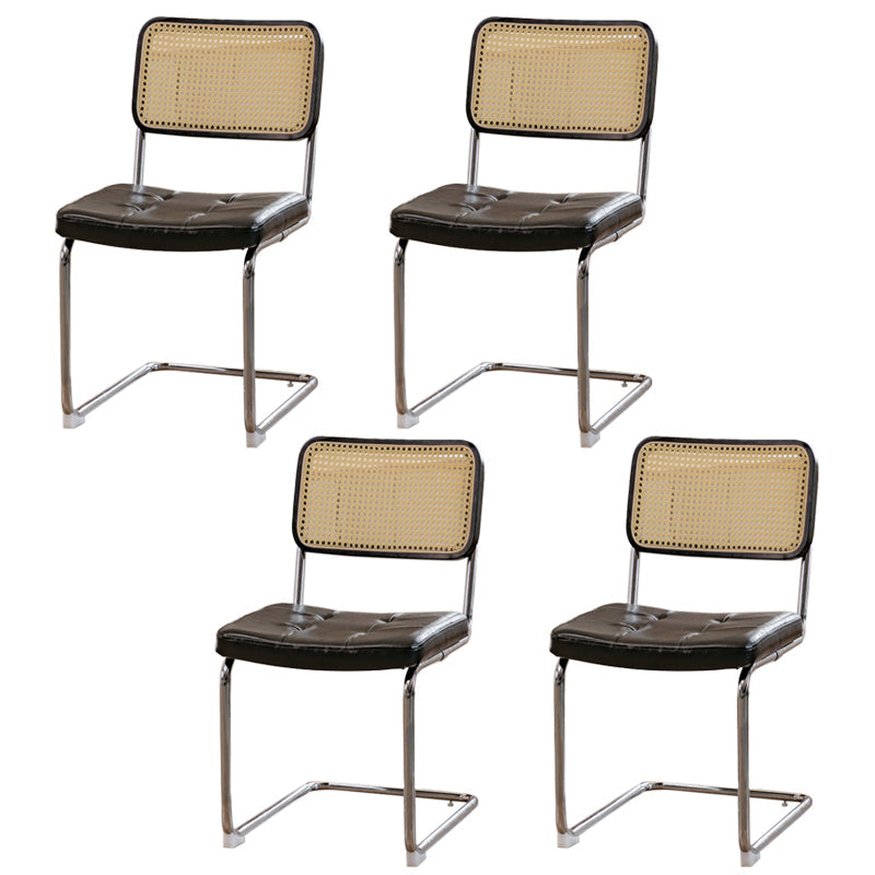 Silla lateral tapizada silla de brazo trasero de estilo moderno con base cromada