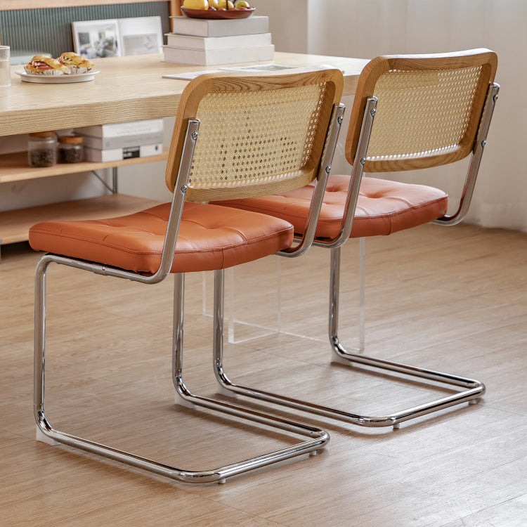 Silla lateral tapizada silla de brazo trasero de estilo moderno con base cromada