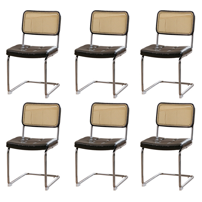 Silla lateral tapizada silla de brazo trasero de estilo moderno con base cromada