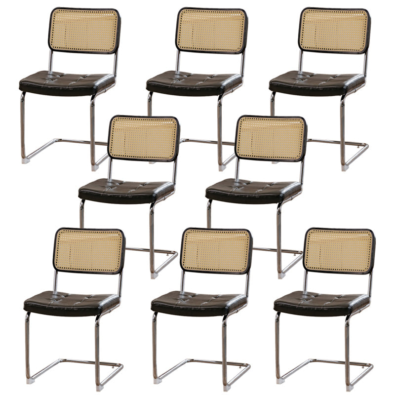 Silla lateral tapizada silla de brazo trasero de estilo moderno con base cromada