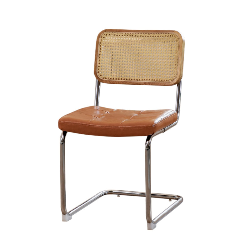 Silla lateral tapizada silla de brazo trasero de estilo moderno con base cromada