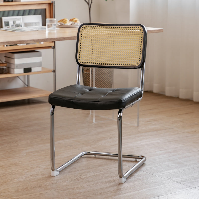 Silla lateral tapizada silla de brazo trasero de estilo moderno con base cromada