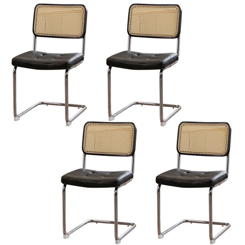 Silla lateral tapizada silla de brazo trasero de estilo moderno con base cromada