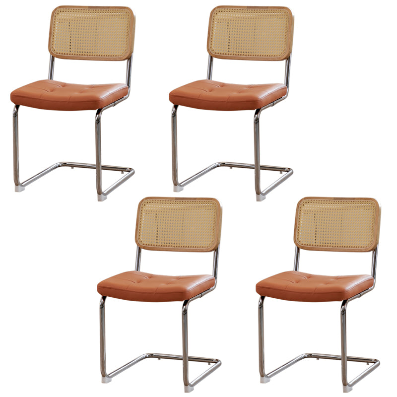 Silla lateral tapizada silla de brazo trasero de estilo moderno con base cromada