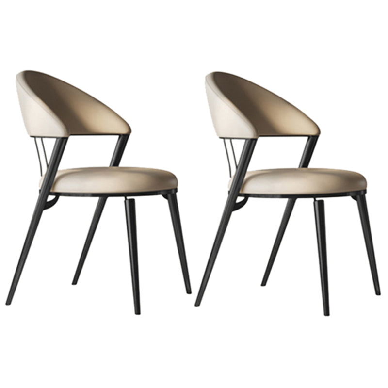 Upholstered Side Chair Nordic Style Open Back Armless Chair in Grey 2 Piece Set Black Clearhalo 'Dining Chairs' 'Dining Tables & Seating' 'dining_chair' 'furn' 'furn_dining_chair' 'Furniture' 'Kitchen & Dining Furniture' 7143960