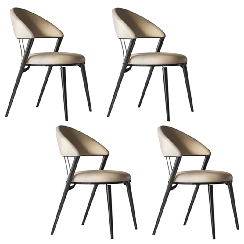 Upholstered Side Chair Nordic Style Open Back Armless Chair in Grey 4 Piece Set Black Clearhalo 'Dining Chairs' 'Dining Tables & Seating' 'dining_chair' 'furn' 'furn_dining_chair' 'Furniture' 'Kitchen & Dining Furniture' 7143962