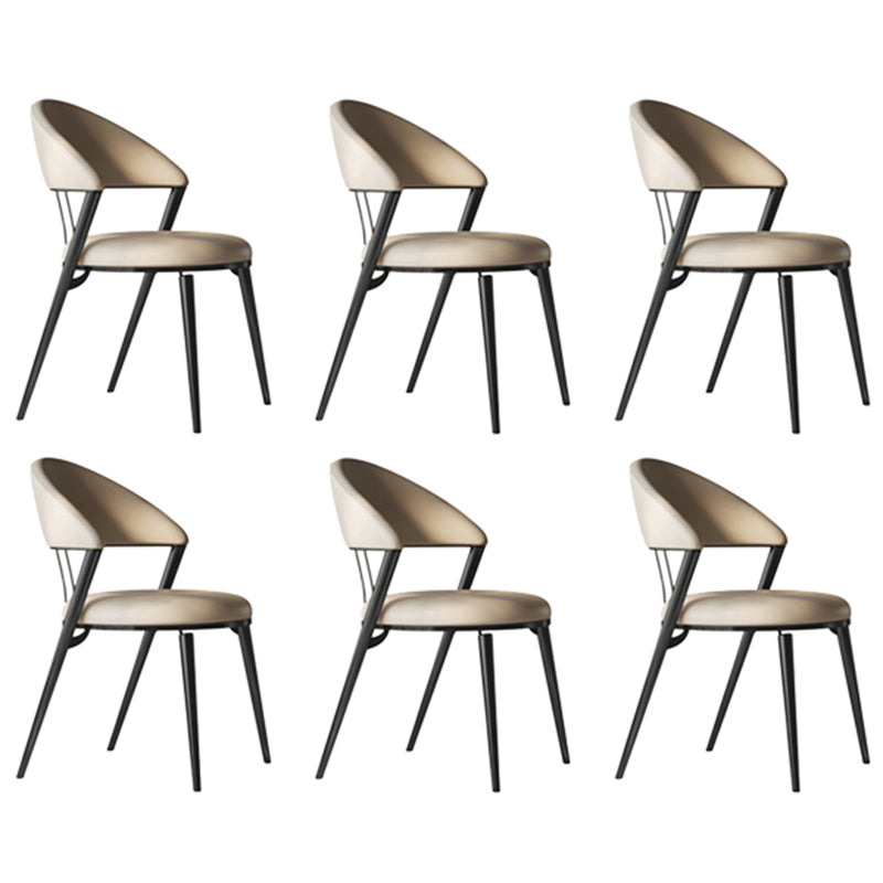 Upholstered Side Chair Nordic Style Open Back Armless Chair in Grey 6 Piece Set Black Clearhalo 'Dining Chairs' 'Dining Tables & Seating' 'dining_chair' 'furn' 'furn_dining_chair' 'Furniture' 'Kitchen & Dining Furniture' 7143965