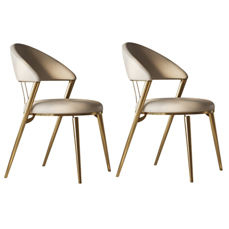 Upholstered Side Chair Nordic Style Open Back Armless Chair in Grey 2 Piece Set Gold Clearhalo 'Dining Chairs' 'Dining Tables & Seating' 'dining_chair' 'furn' 'furn_dining_chair' 'Furniture' 'Kitchen & Dining Furniture' 7143970