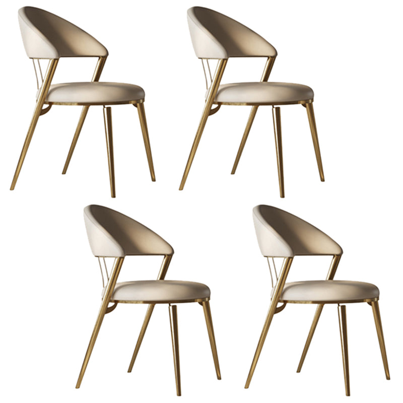 Upholstered Side Chair Nordic Style Open Back Armless Chair in Grey 4 Piece Set Gold Clearhalo 'Dining Chairs' 'Dining Tables & Seating' 'dining_chair' 'furn' 'furn_dining_chair' 'Furniture' 'Kitchen & Dining Furniture' 7143972