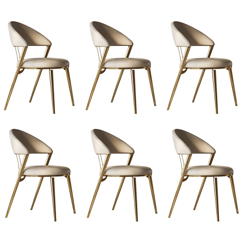 Upholstered Side Chair Nordic Style Open Back Armless Chair in Grey 6 Piece Set Gold Clearhalo 'Dining Chairs' 'Dining Tables & Seating' 'dining_chair' 'furn' 'furn_dining_chair' 'Furniture' 'Kitchen & Dining Furniture' 7143974