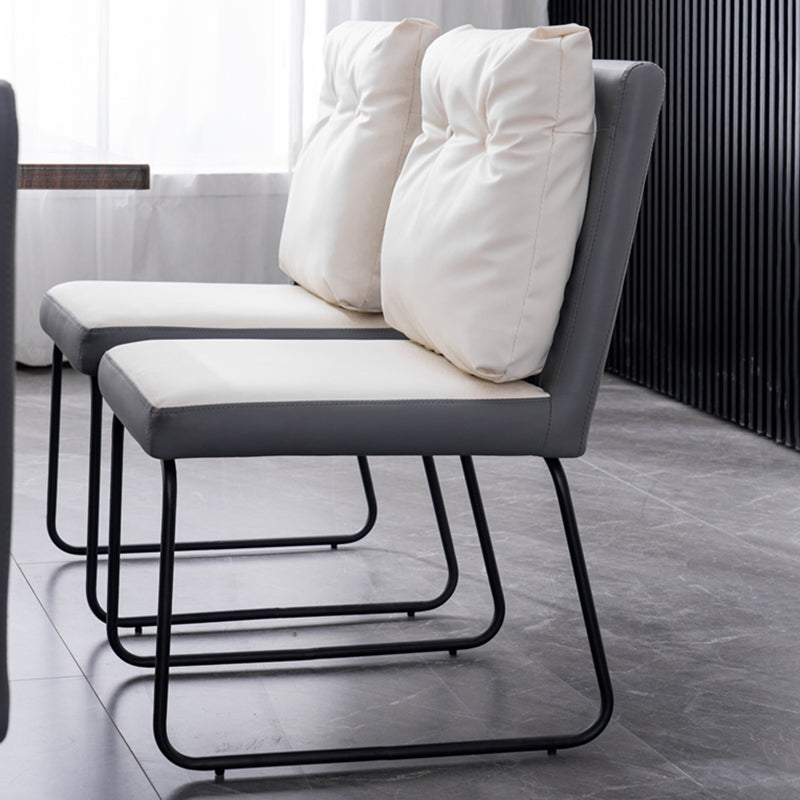 Industrial Kitchen Dining Chairs Faux Leather Side Chair with Black Legs