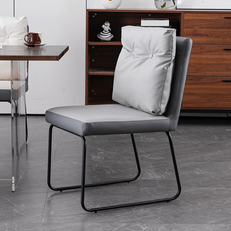 Industrial Kitchen Dining Chairs Faux Leather Side Chair with Black Legs