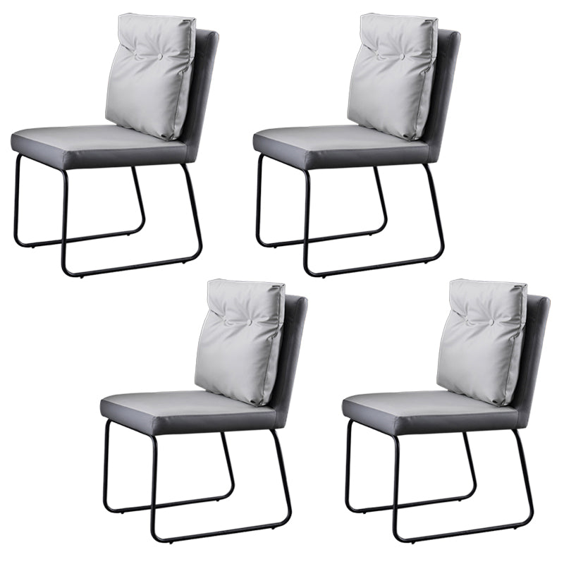 Industrial Kitchen Dining Chairs Faux Leather Side Chair with Black Legs