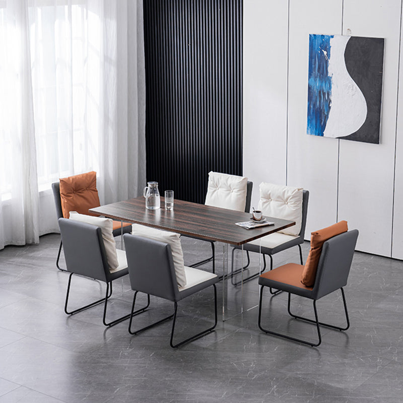 Industrial Kitchen Dining Chairs Faux Leather Side Chair with Black Legs