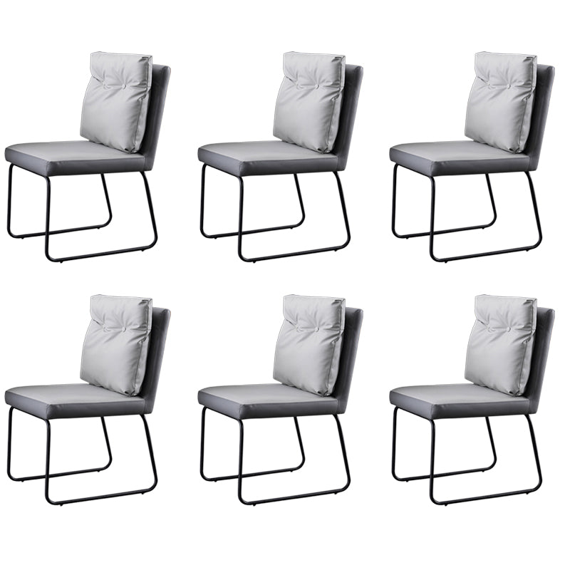 Industrial Kitchen Dining Chairs Faux Leather Side Chair with Black Legs