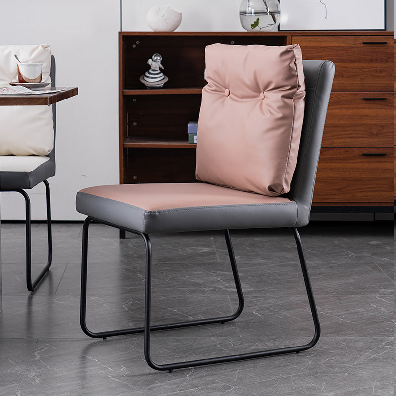 Industrial Kitchen Dining Chairs Faux Leather Side Chair with Black Legs