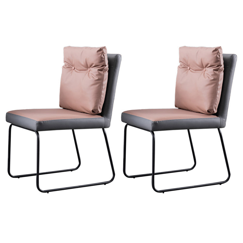 Industrial Kitchen Dining Chairs Faux Leather Side Chair with Black Legs