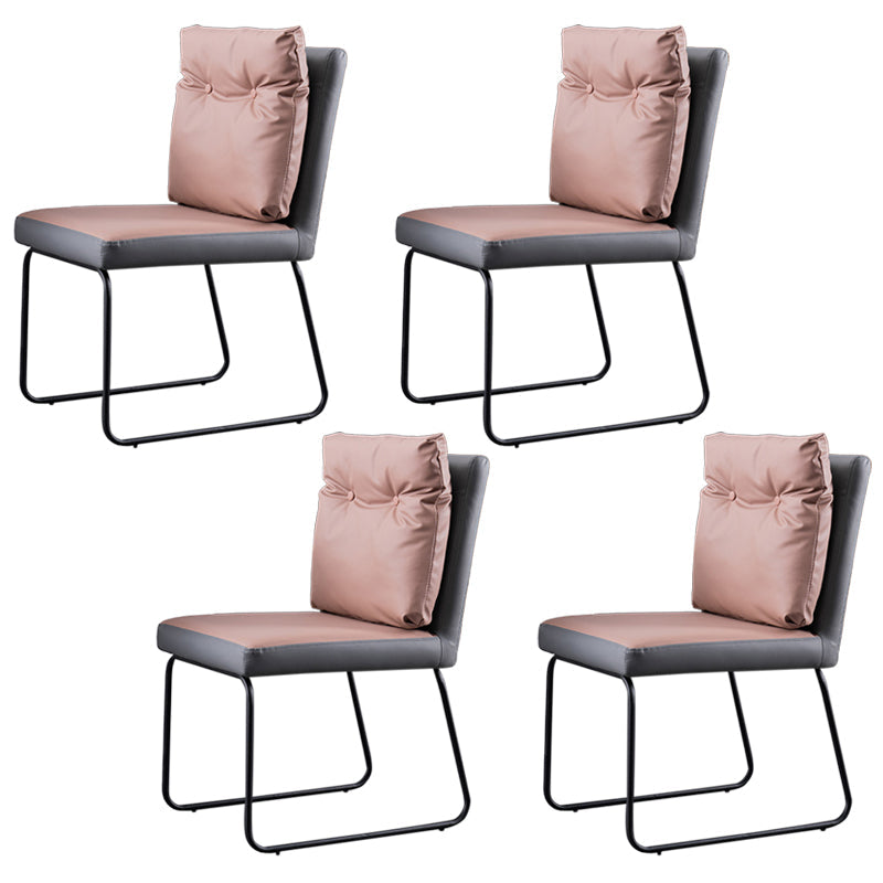 Industrial Kitchen Dining Chairs Faux Leather Side Chair with Black Legs