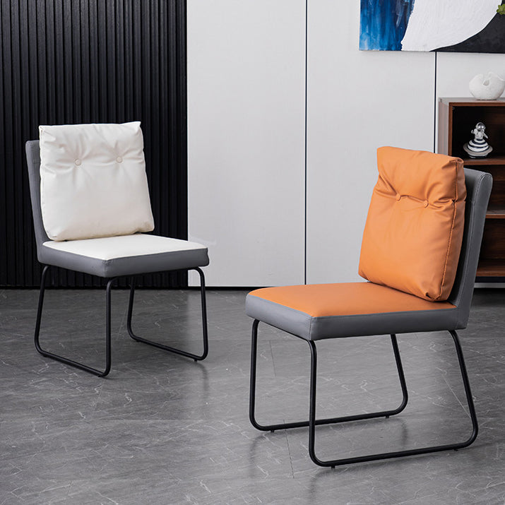 Industrial Kitchen Dining Chairs Faux Leather Side Chair with Black Legs