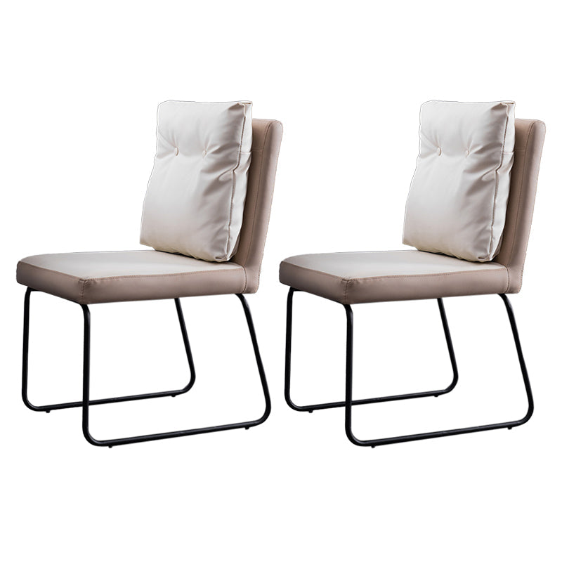 Industrial Kitchen Dining Chairs Faux Leather Side Chair with Black Legs