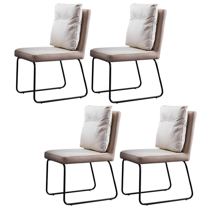 Industrial Kitchen Dining Chairs Faux Leather Side Chair with Black Legs