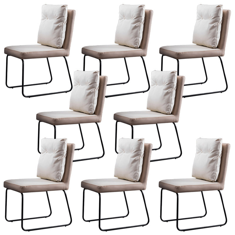 Industrial Kitchen Dining Chairs Faux Leather Side Chair with Black Legs