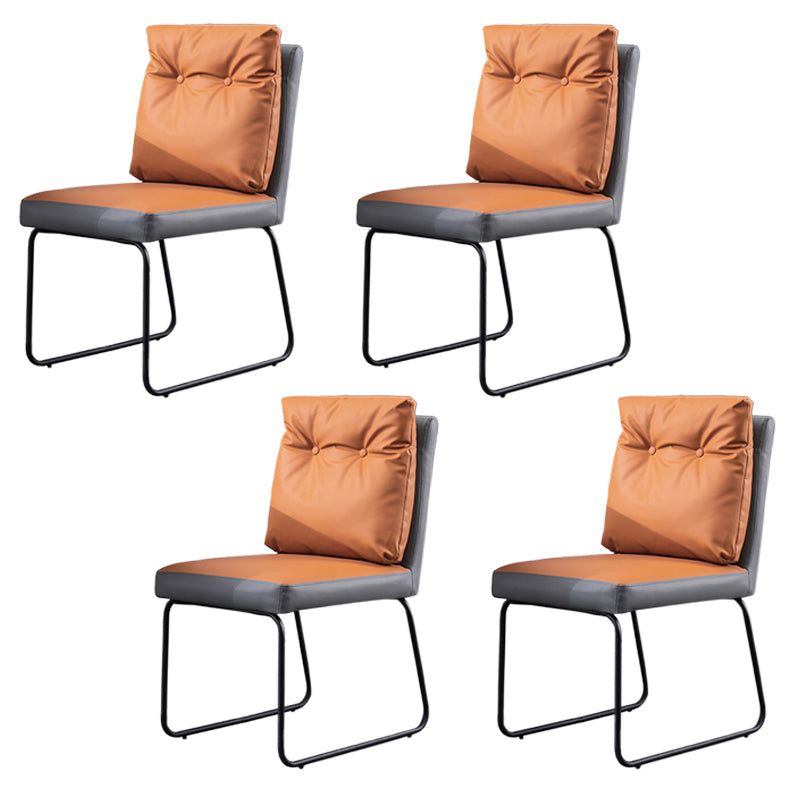 Industrial Kitchen Dining Chairs Faux Leather Side Chair with Black Legs