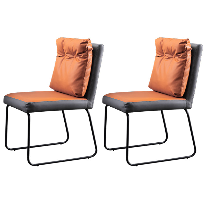 Industrial Kitchen Dining Chairs Faux Leather Side Chair with Black Legs