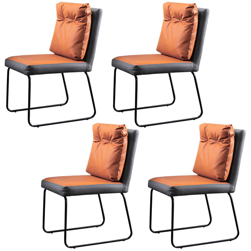 Industrial Kitchen Dining Chairs Faux Leather Side Chair with Black Legs