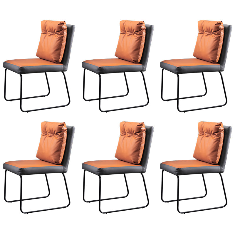 Industrial Kitchen Dining Chairs Faux Leather Side Chair with Black Legs