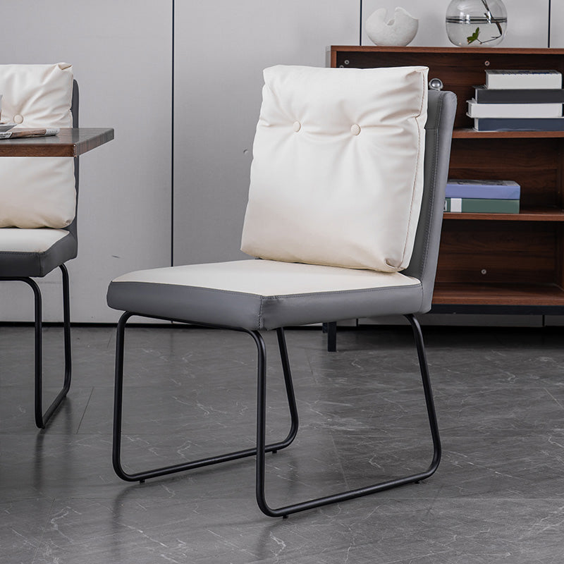 Industrial Kitchen Dining Chairs Faux Leather Side Chair with Black Legs