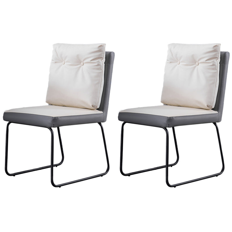 Industrial Kitchen Dining Chairs Faux Leather Side Chair with Black Legs