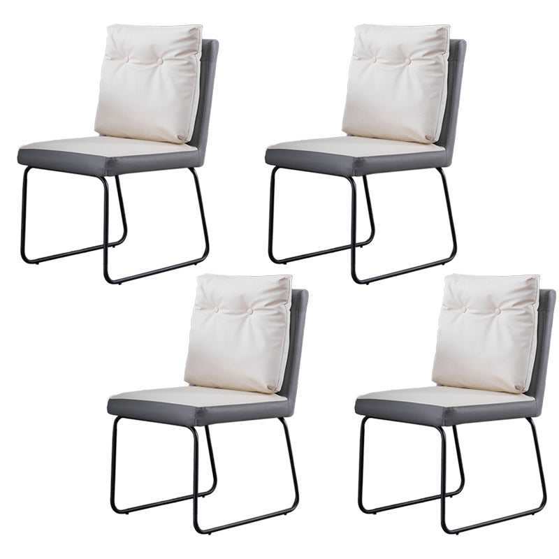 Industrial Kitchen Dining Chairs Faux Leather Side Chair with Black Legs