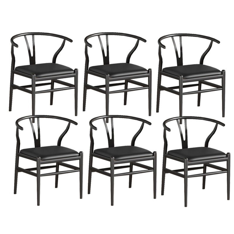 Industrial Style Dining Chairs Iron Arm Dining Chairs for Kitchen Use Black Black 6 Piece Set Clearhalo 'Dining Chairs' 'Dining Tables & Seating' 'dining_chair' 'furn' 'furn_dining_chair' 'Furniture' 'Kitchen & Dining Furniture' 7144032