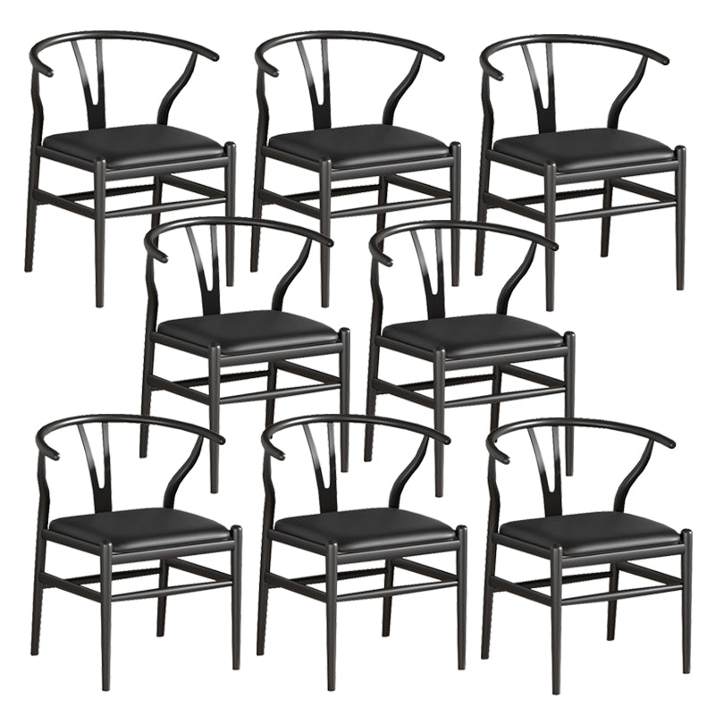 Industrial Style Dining Chairs Iron Arm Dining Chairs for Kitchen Use Black Black 8 Piece Set Clearhalo 'Dining Chairs' 'Dining Tables & Seating' 'dining_chair' 'furn' 'furn_dining_chair' 'Furniture' 'Kitchen & Dining Furniture' 7144035