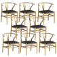 Industrial Style Dining Chairs Iron Arm Dining Chairs for Kitchen Use Natural Black 8 Piece Set Clearhalo 'Dining Chairs' 'Dining Tables & Seating' 'dining_chair' 'furn' 'furn_dining_chair' 'Furniture' 'Kitchen & Dining Furniture' 7144050