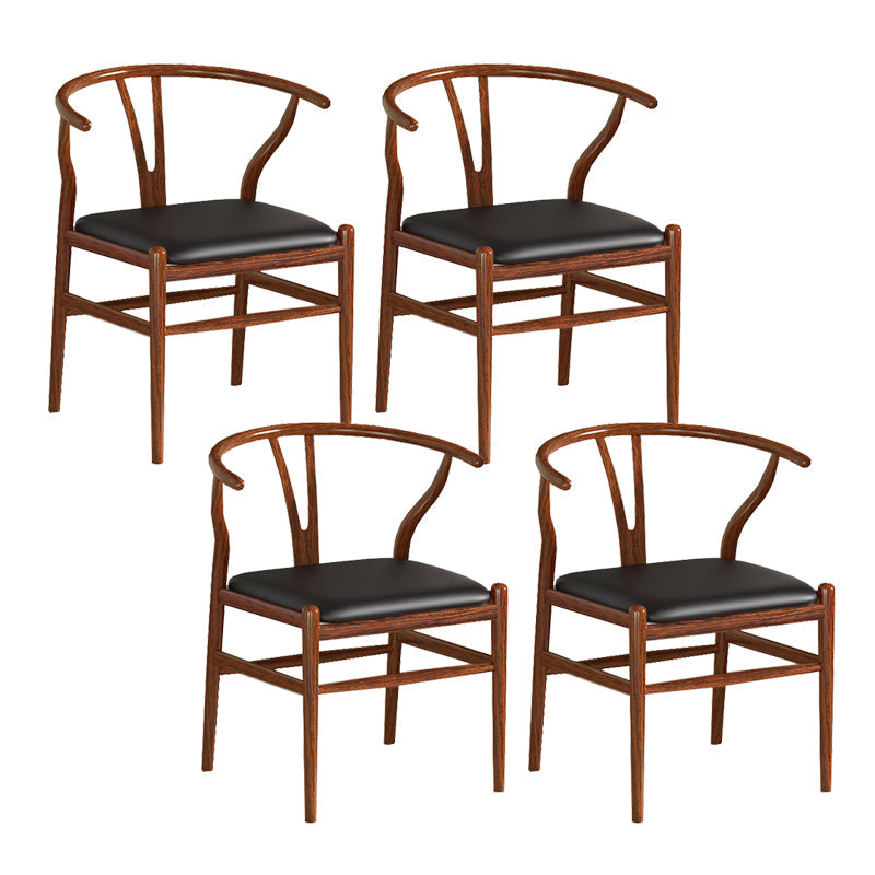 Industrial Style Dining Chairs Iron Arm Dining Chairs for Kitchen Use Walnut Black 4 Piece Set Clearhalo 'Dining Chairs' 'Dining Tables & Seating' 'dining_chair' 'furn' 'furn_dining_chair' 'Furniture' 'Kitchen & Dining Furniture' 7144053