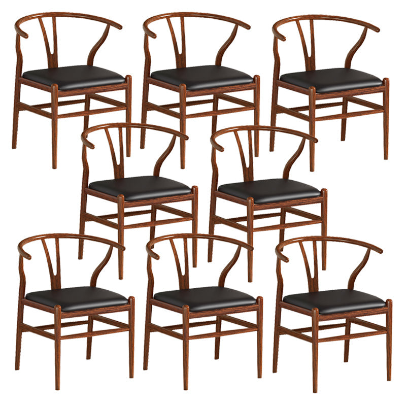 Industrial Style Dining Chairs Iron Arm Dining Chairs for Kitchen Use Walnut Black 8 Piece Set Clearhalo 'Dining Chairs' 'Dining Tables & Seating' 'dining_chair' 'furn' 'furn_dining_chair' 'Furniture' 'Kitchen & Dining Furniture' 7144055