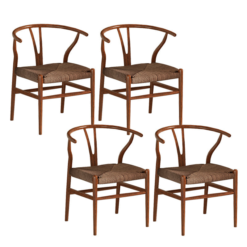 Industrial Style Dining Chairs Iron Arm Dining Chairs for Kitchen Use Walnut Brown 4 Piece Set Clearhalo 'Dining Chairs' 'Dining Tables & Seating' 'dining_chair' 'furn' 'furn_dining_chair' 'Furniture' 'Kitchen & Dining Furniture' 7144058
