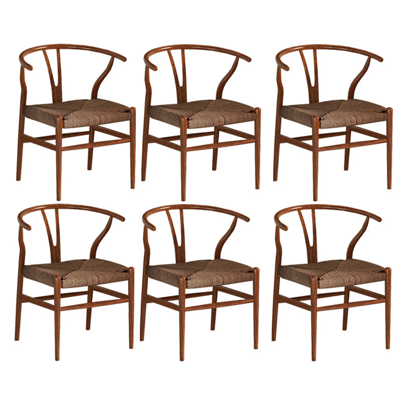 Industrial Style Dining Chairs Iron Arm Dining Chairs for Kitchen Use Walnut Brown 6 Piece Set Clearhalo 'Dining Chairs' 'Dining Tables & Seating' 'dining_chair' 'furn' 'furn_dining_chair' 'Furniture' 'Kitchen & Dining Furniture' 7144059