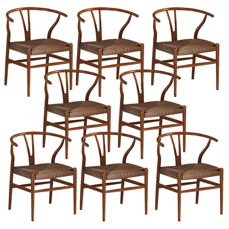 Industrial Style Dining Chairs Iron Arm Dining Chairs for Kitchen Use Walnut Brown 8 Piece Set Clearhalo 'Dining Chairs' 'Dining Tables & Seating' 'dining_chair' 'furn' 'furn_dining_chair' 'Furniture' 'Kitchen & Dining Furniture' 7144060