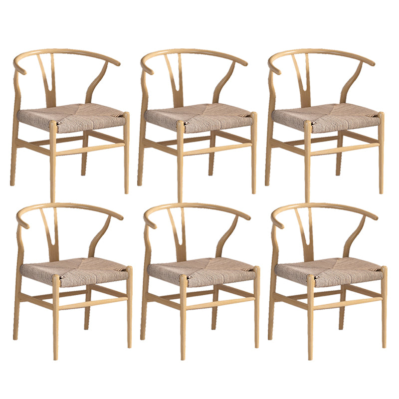 Industrial Style Dining Chairs Iron Arm Dining Chairs for Kitchen Use Light Wood Khaki 6 Piece Set Clearhalo 'Dining Chairs' 'Dining Tables & Seating' 'dining_chair' 'furn' 'furn_dining_chair' 'Furniture' 'Kitchen & Dining Furniture' 7144064