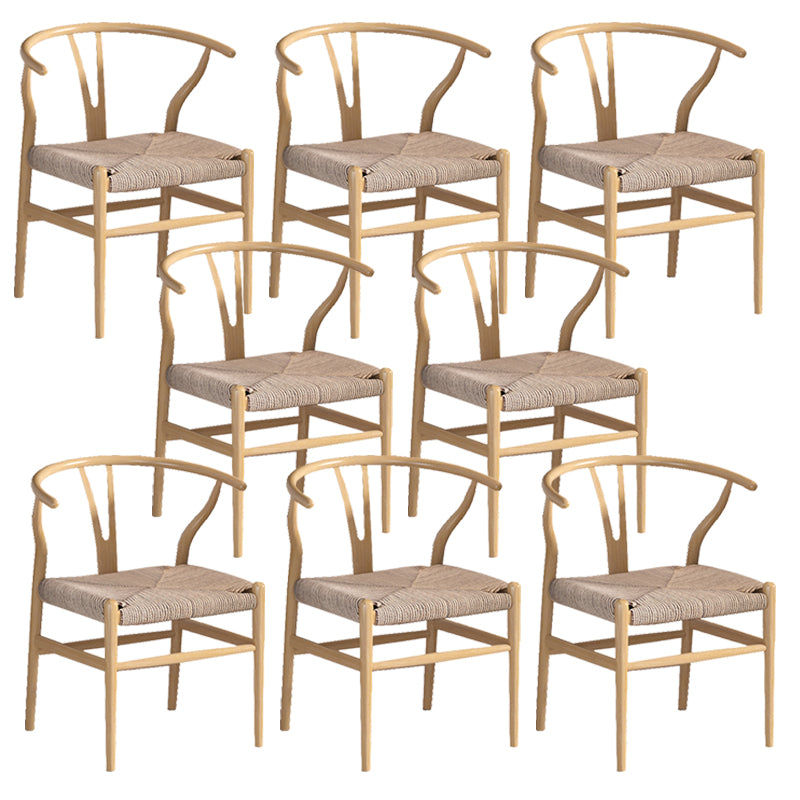 Industrial Style Dining Chairs Iron Arm Dining Chairs for Kitchen Use Light Wood Khaki 8 Piece Set Clearhalo 'Dining Chairs' 'Dining Tables & Seating' 'dining_chair' 'furn' 'furn_dining_chair' 'Furniture' 'Kitchen & Dining Furniture' 7144065