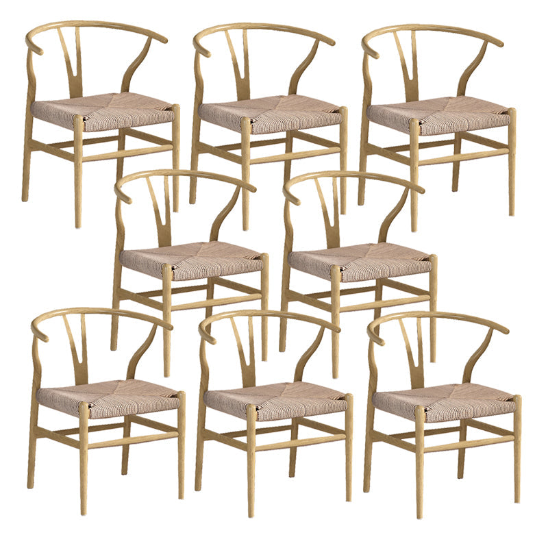 Industrial Style Dining Chairs Iron Arm Dining Chairs for Kitchen Use Natural Khaki 8 Piece Set Clearhalo 'Dining Chairs' 'Dining Tables & Seating' 'dining_chair' 'furn' 'furn_dining_chair' 'Furniture' 'Kitchen & Dining Furniture' 7144070