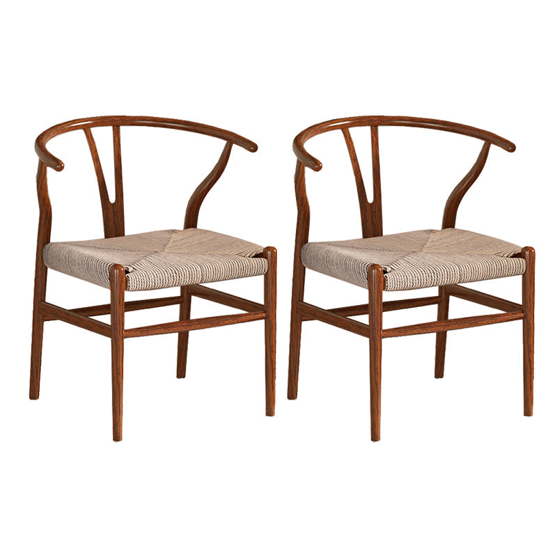 Industrial Style Dining Chairs Iron Arm Dining Chairs for Kitchen Use Walnut Khaki 2 Piece Set Clearhalo 'Dining Chairs' 'Dining Tables & Seating' 'dining_chair' 'furn' 'furn_dining_chair' 'Furniture' 'Kitchen & Dining Furniture' 7144071