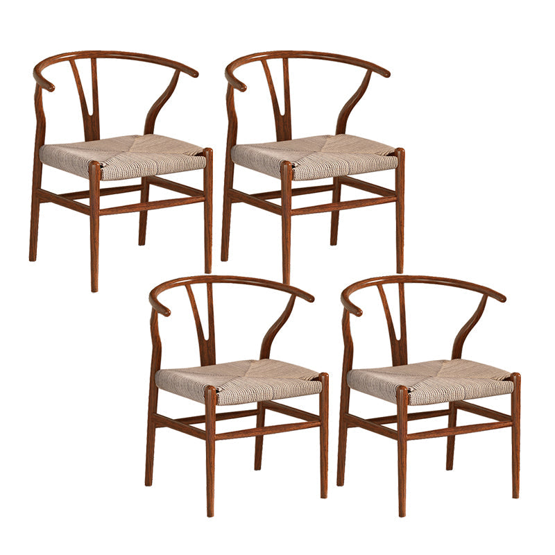 Industrial Style Dining Chairs Iron Arm Dining Chairs for Kitchen Use Walnut Khaki 4 Piece Set Clearhalo 'Dining Chairs' 'Dining Tables & Seating' 'dining_chair' 'furn' 'furn_dining_chair' 'Furniture' 'Kitchen & Dining Furniture' 7144072