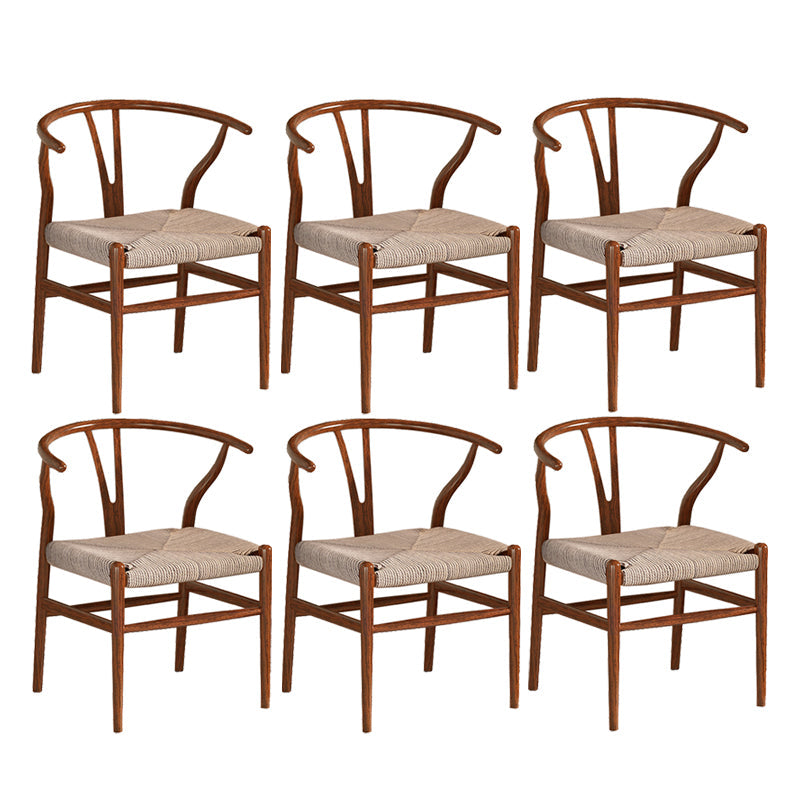 Industrial Style Dining Chairs Iron Arm Dining Chairs for Kitchen Use Walnut Khaki 6 Piece Set Clearhalo 'Dining Chairs' 'Dining Tables & Seating' 'dining_chair' 'furn' 'furn_dining_chair' 'Furniture' 'Kitchen & Dining Furniture' 7144073