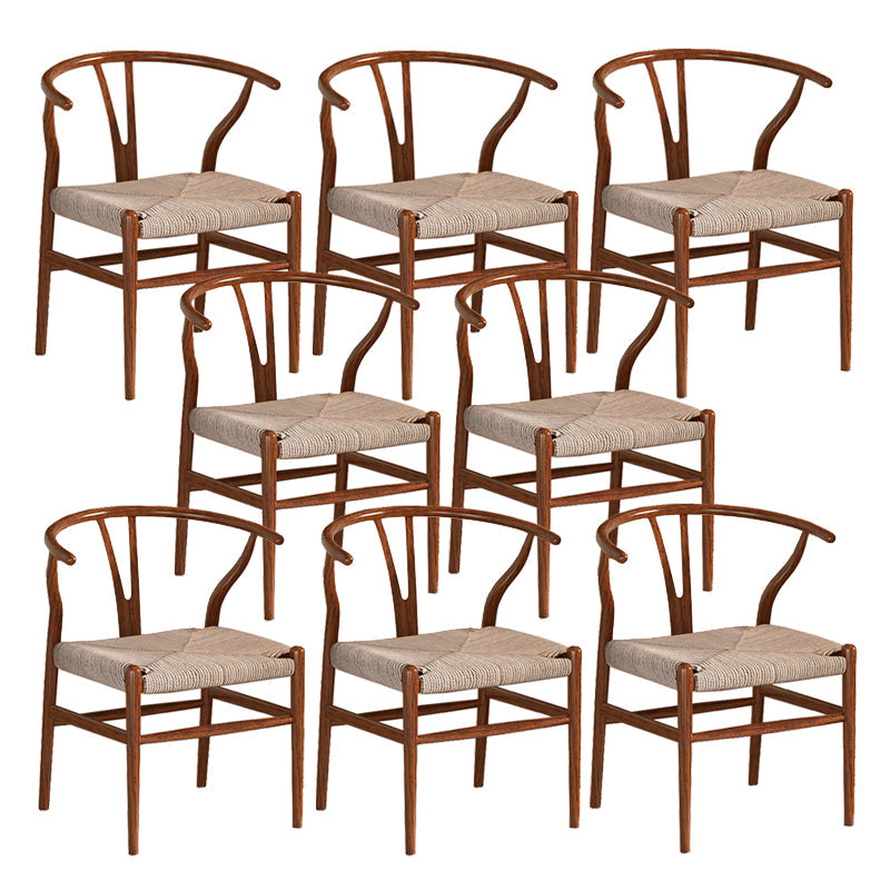 Industrial Style Dining Chairs Iron Arm Dining Chairs for Kitchen Use Walnut Khaki 8 Piece Set Clearhalo 'Dining Chairs' 'Dining Tables & Seating' 'dining_chair' 'furn' 'furn_dining_chair' 'Furniture' 'Kitchen & Dining Furniture' 7144074