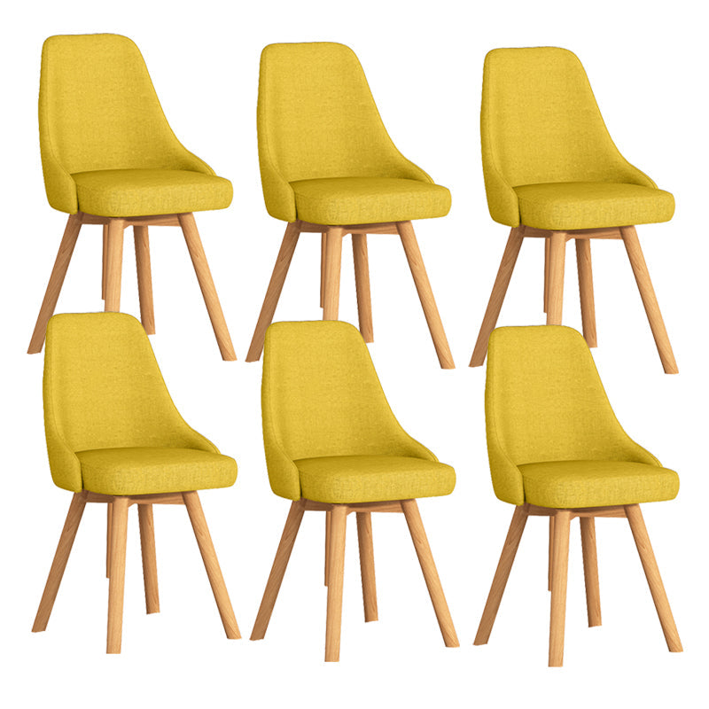 Solid Wood Dining Chair Modern Style Side Chair for Dining Room Yellow 6 Piece Set Clearhalo 'Dining Chairs' 'Dining Tables & Seating' 'dining_chair' 'furn' 'furn_dining_chair' 'Furniture' 'Kitchen & Dining Furniture' 7144098